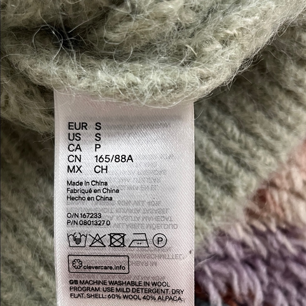 H&M COS vibe super warm Mint Color Alpaca 🦙 Wool Knit Cardigan Sweater, S - Picture 7 of 7